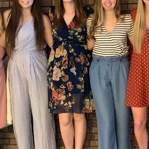 Floral print navy blue dress